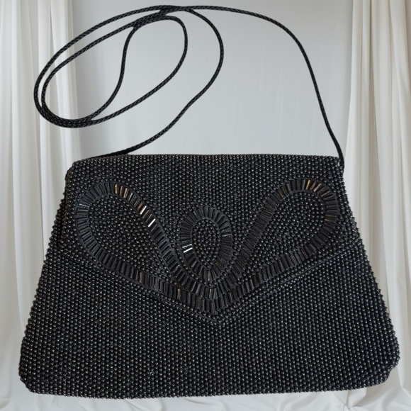 Vintage Black Beaded Evening Bag - Picture 3 of 8